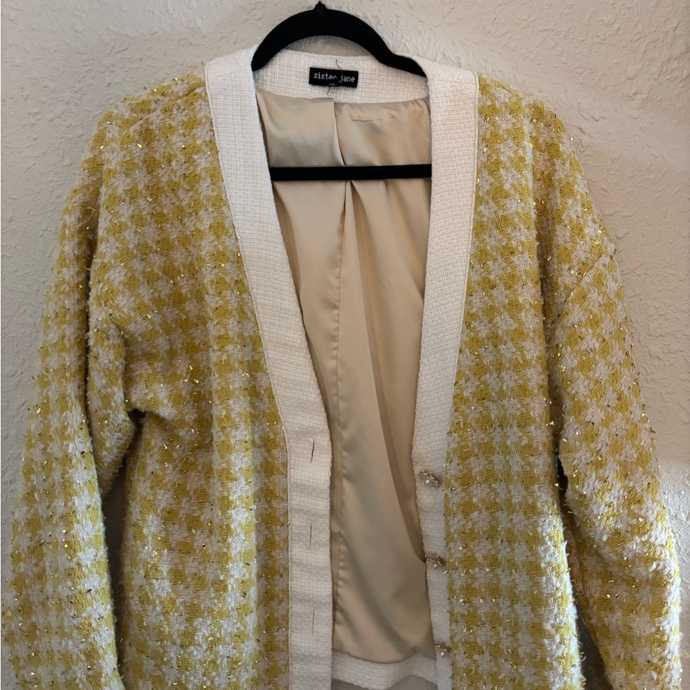 Sister Jane Yellow and Cream Blazer